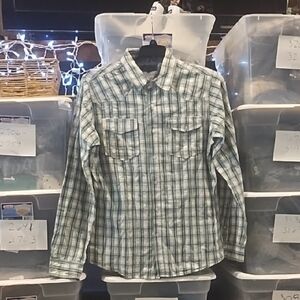 Forever 21 Men's Green Checkered Button Down Shirt